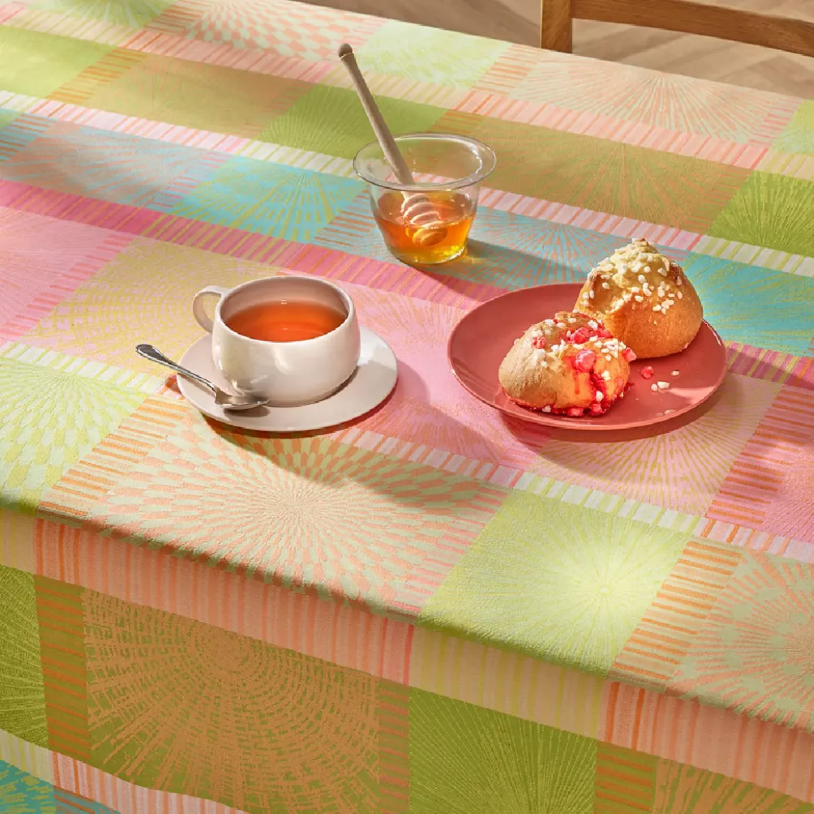 Nappe pur coton motif jacquard multicolore Mille auras printemps