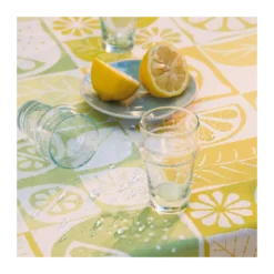 Nappe pur coton motif jacquard jaune Mille citrus fresh