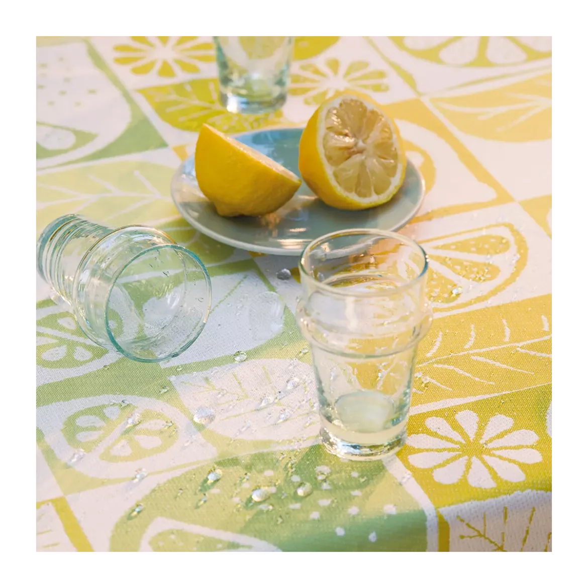 Nappe pur coton motif jacquard jaune Mille citrus fresh