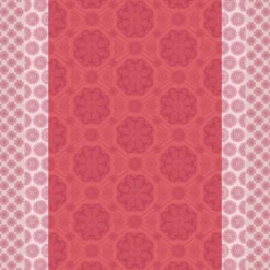 Nappe pur coton motif jacquard rose Mille rosaces framboise