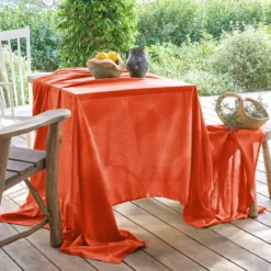 Nappe pur coton motif jacquard orange Paradia sienne