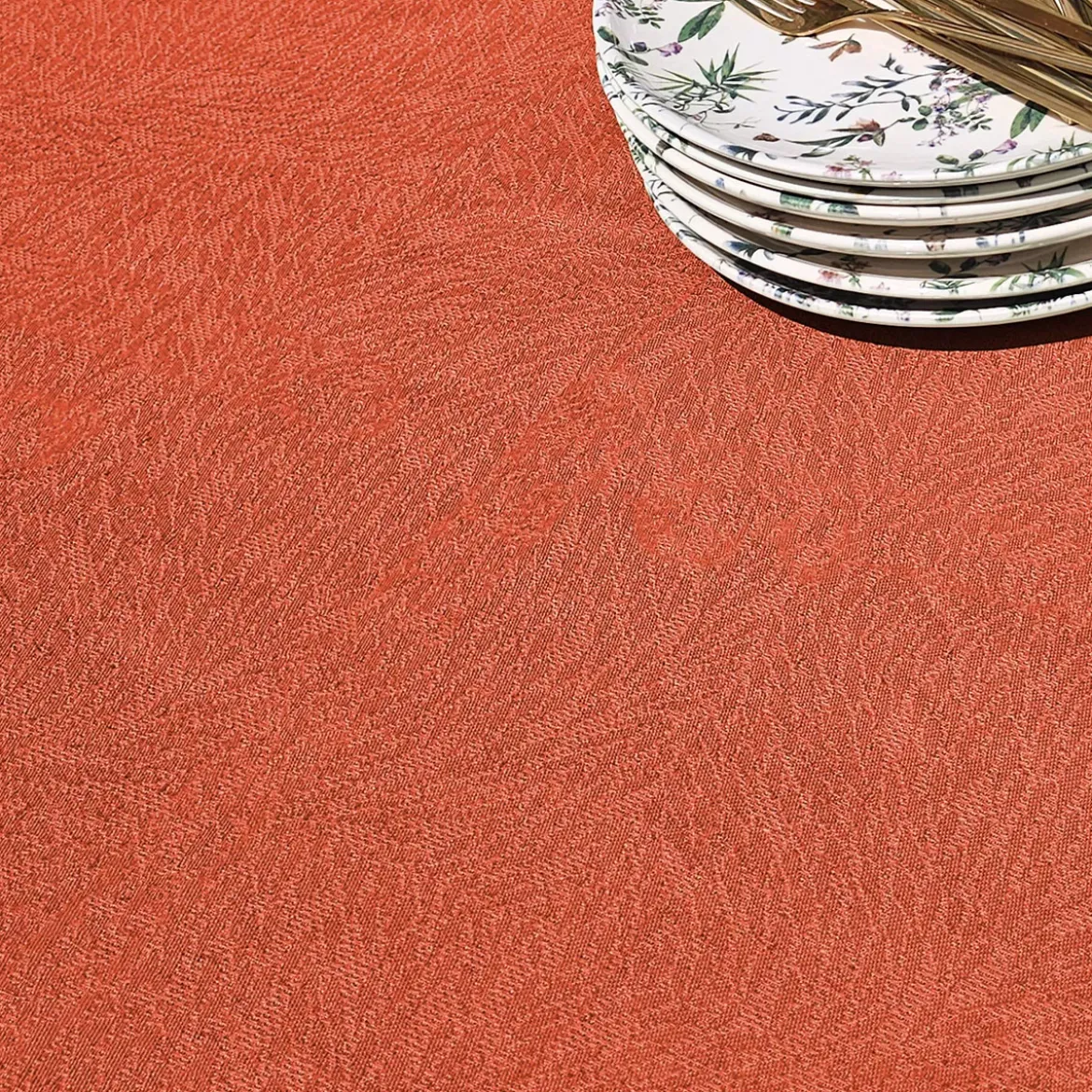 Nappe pur coton motif jacquard orange Paradia sienne