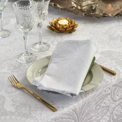 Nappe pur coton motif jacquard blanc Mille isaphire blanc