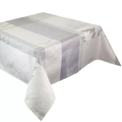 Nappe pur coton motif jacquard beige gris Mille matieres vapeur
