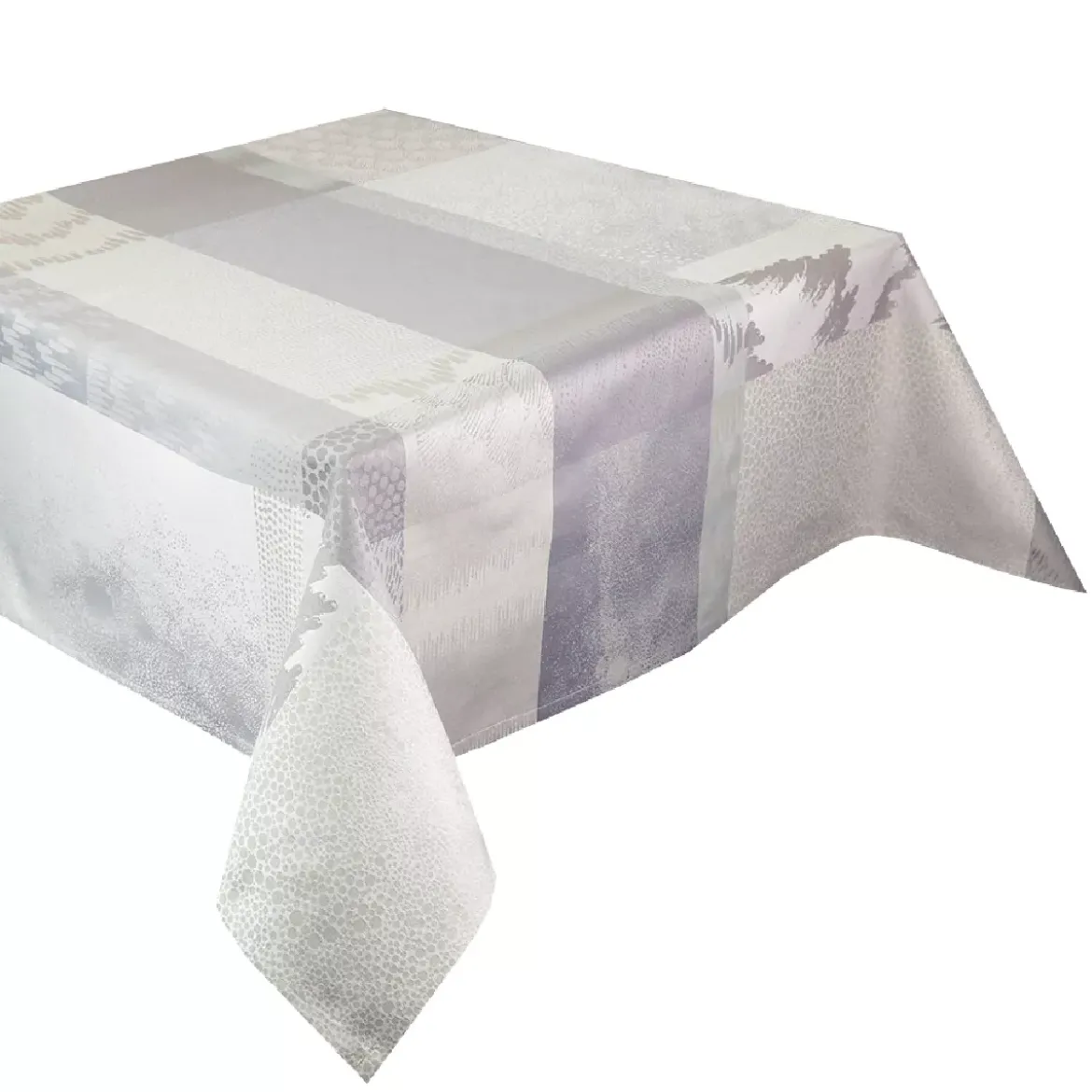 Nappe pur coton motif jacquard beige gris Mille matieres vapeur