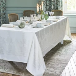 Nappe pur coton motif jacquard blanc Beauregard blanc