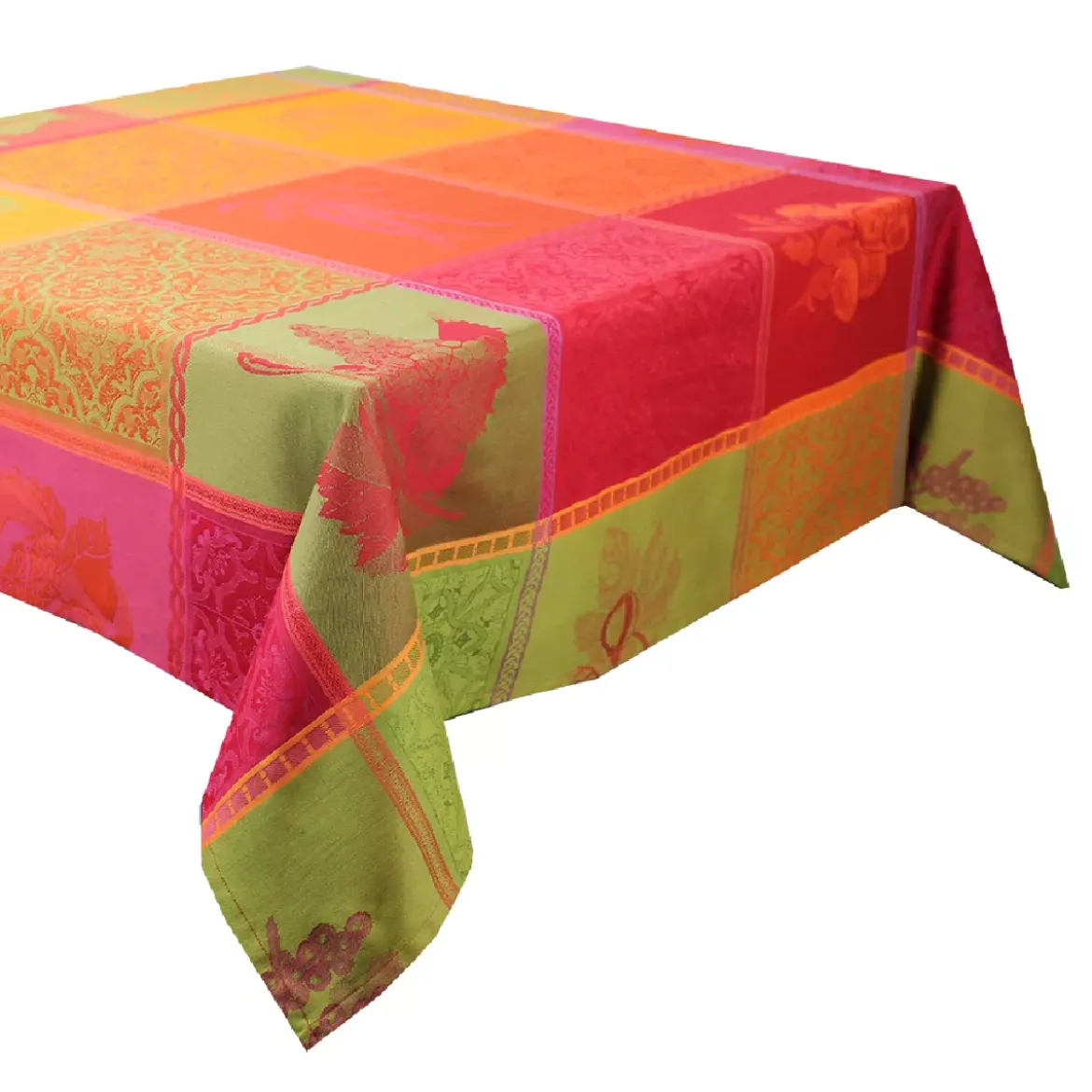 Nappe pur coton motif jacquard multicolore Mille tutti frutti sangria