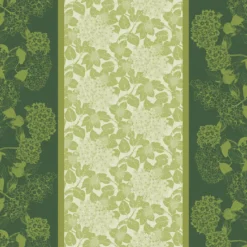 Nappe pur coton motif jacquard vert Mille hortensias vert