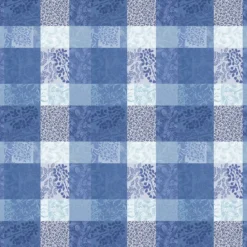 Nappe pur coton motif jacquard bleu Mille rameaux bleu