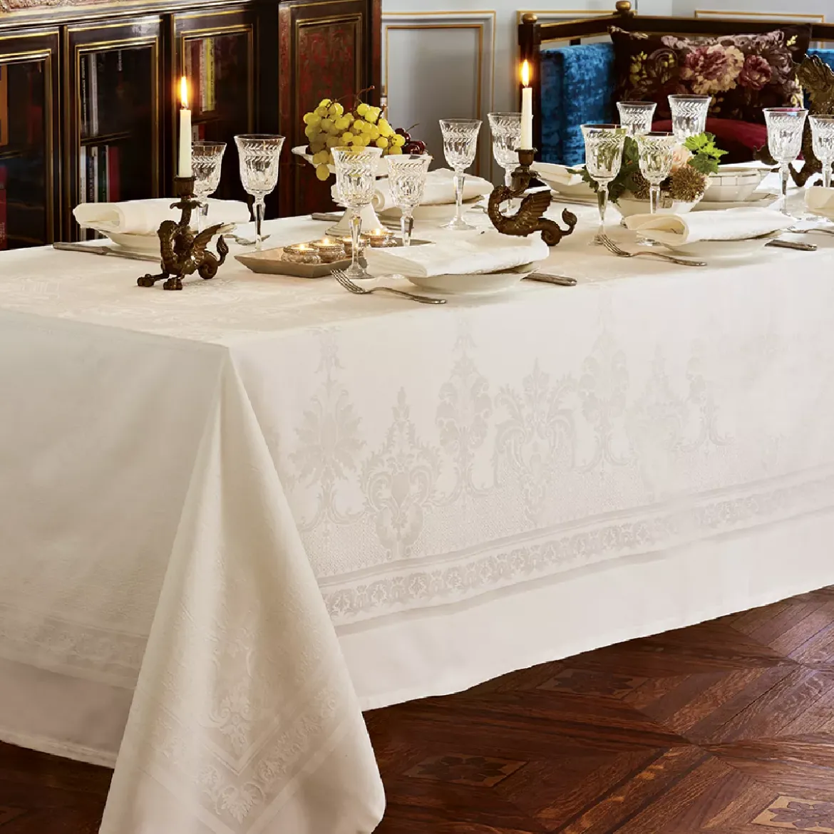 Nappe pur coton motif jacquard ivoire Beauregard ivoire