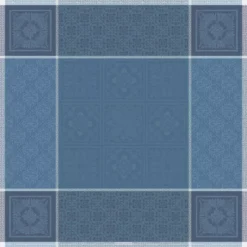 Nappe pur lin antitache motif jacquard bleu Harmonie bleu