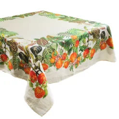 Nappe pur lin lavé 190 g/m² imprimé multicolore Vintage garden natural