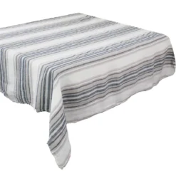 Nappe pur lin lavé 200 g/m² rayé beige gris Sombrilla naturel
