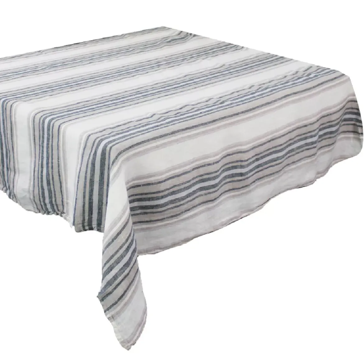 Nappe pur lin lavé 200 g/m² rayé beige gris Sombrilla naturel