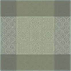 Nappe pur lin motif jacquard vert Harmonie opaline