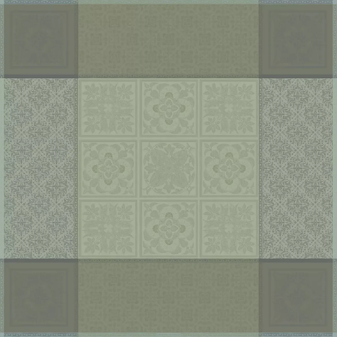 Nappe pur lin motif jacquard vert Harmonie opaline