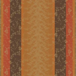 Nappe sur mesure pur coton enduit 220 g/m² motif jacquard orange marron Mille lierres automne
