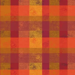 Nappe sur mesure pur coton enduit motif jacquard orange rouge Mille senteurs epices
