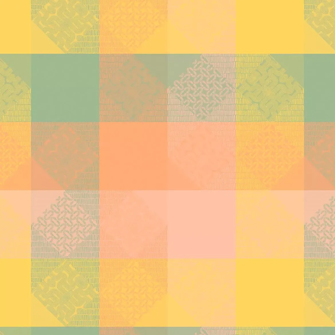 Nappe sur mesure pur coton enduit 205 g/m² motif jacquard rose jaune Mille empreintes pastel