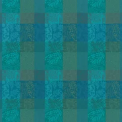 Nappe sur mesure pur coton enduit motif jacquard vert Mille rameaux emeraude