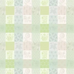 Nappe sur mesure pur coton enduit motif jacquard beige vert Mille parfums verde