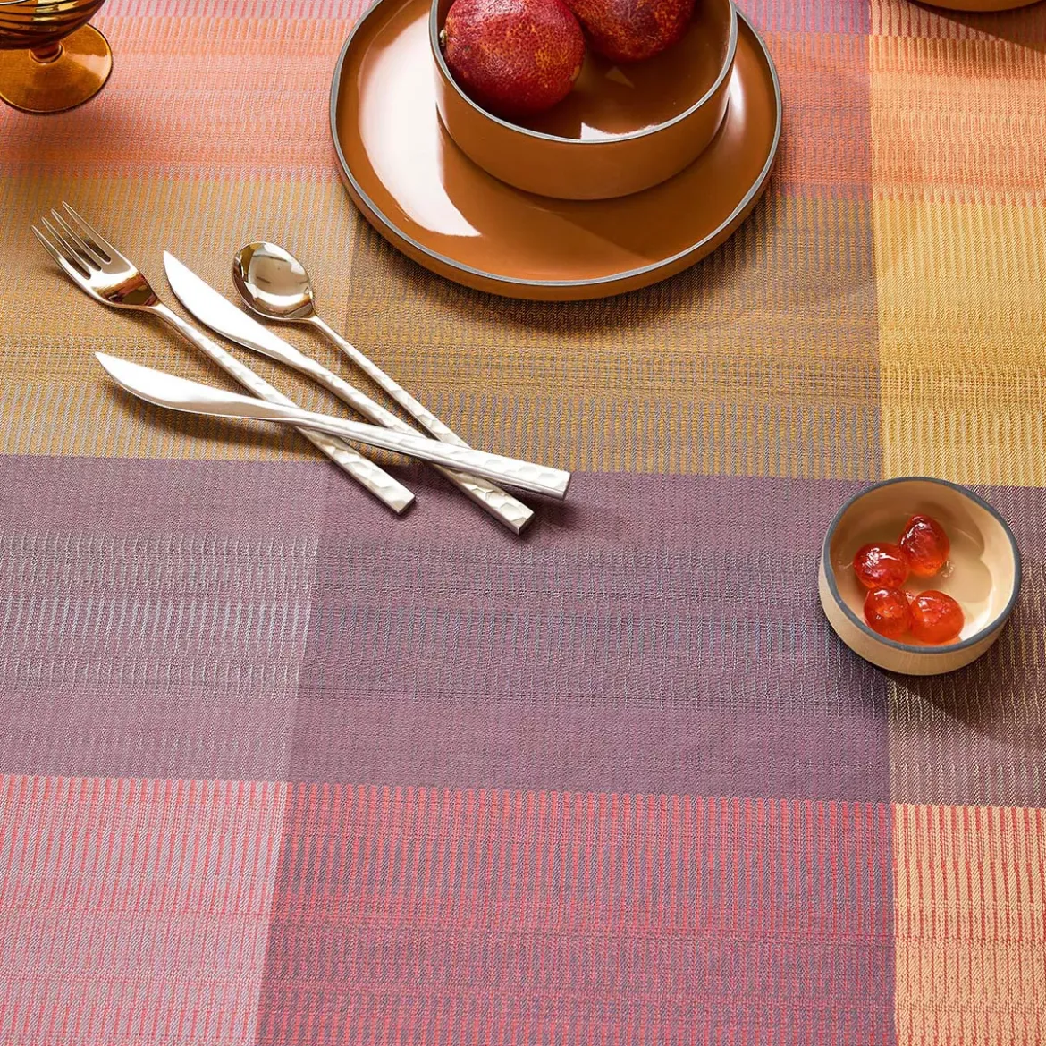 Nappe sur mesure pur coton enduit motif jacquard violet Mille ecossais velvet