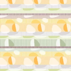 Nappe sur mesure pur coton enduit 205 g/m² motif jacquard vert orange Mille galets terre cuite