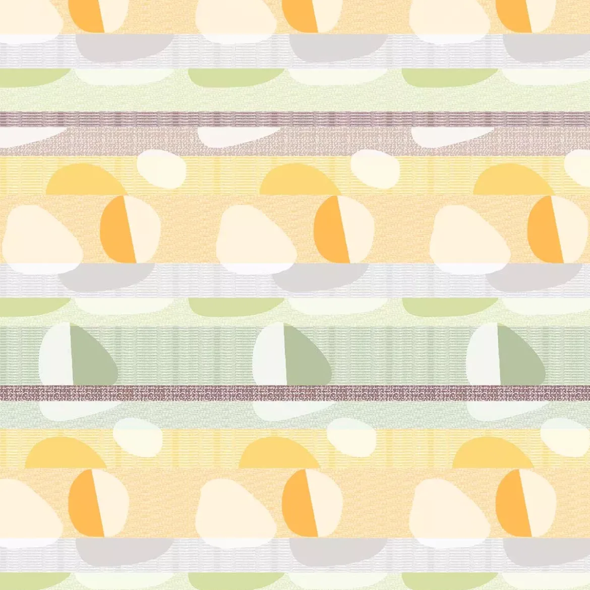 Nappe sur mesure pur coton enduit 205 g/m² motif jacquard vert orange Mille galets terre cuite