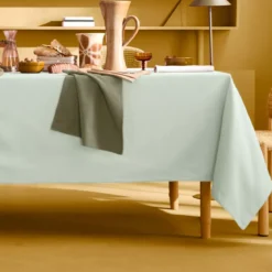 Nappe sur mesure pur coton 155 g/m² motif jacquard vert Bastide celadon