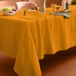 Nappe sur mesure pur coton 155 g/m² motif jacquard beige Bastide ocre