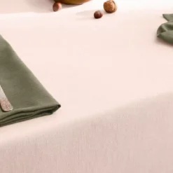 Nappe sur mesure pur coton 155 g/m² motif jacquard rose Bastide rose poudre