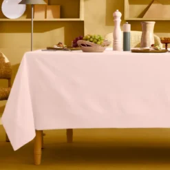 Nappe sur mesure pur coton 155 g/m² motif jacquard rose Bastide rose poudre