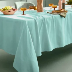 Nappe sur mesure pur coton 155 g/m² motif jacquard bleu Bastide azur