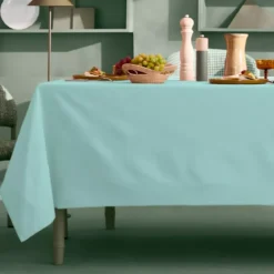 Nappe sur mesure pur coton 155 g/m² motif jacquard bleu Bastide azur