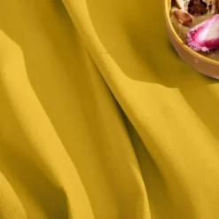 Nappe sur mesure pur coton 155 g/m² motif jacquard jaune Bastide curry
