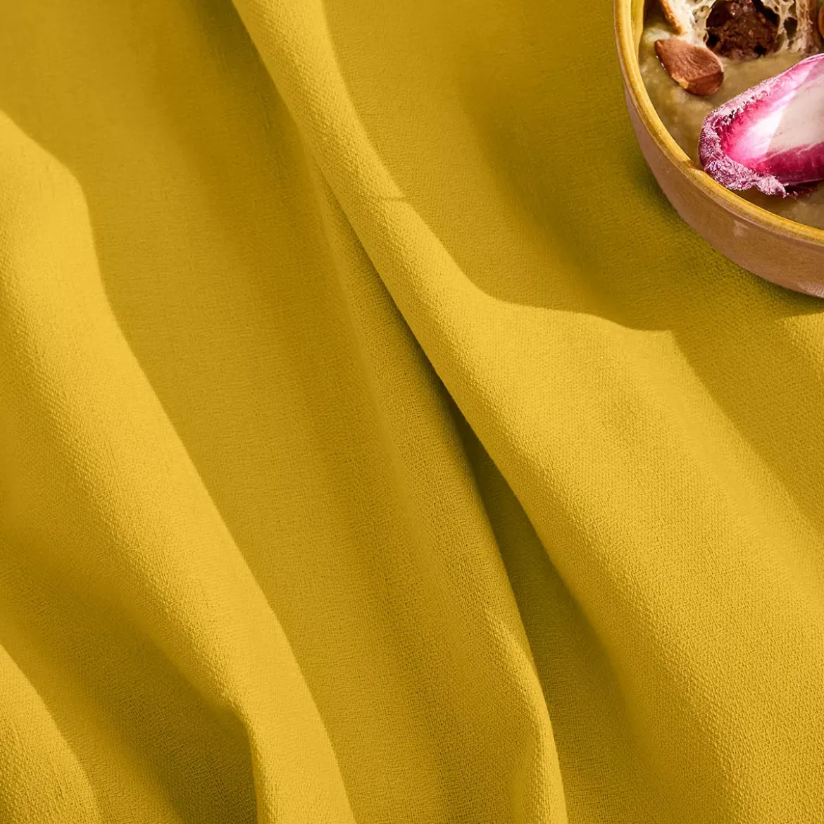 Nappe sur mesure pur coton 155 g/m² motif jacquard jaune Bastide curry