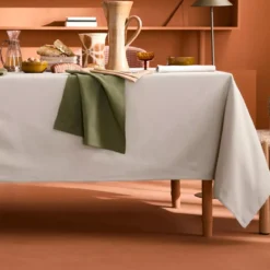 Nappe sur mesure pur coton 155 g/m² motif jacquard beige Bastide lin
