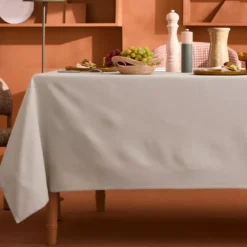 Nappe sur mesure pur coton 155 g/m² motif jacquard beige Bastide lin