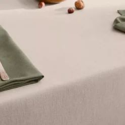 Nappe sur mesure pur coton 155 g/m² motif jacquard beige Bastide lin