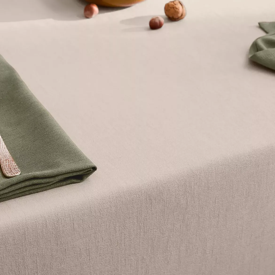 Nappe sur mesure pur coton 155 g/m² motif jacquard beige Bastide lin