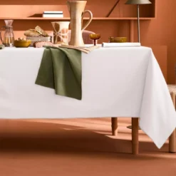 Nappe sur mesure pur coton 155 g/m² motif jacquard blanc Bastide neige