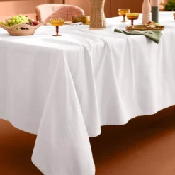 Nappe sur mesure pur coton 155 g/m² motif jacquard blanc Bastide neige