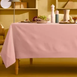 Nappe sur mesure pur coton 155 g/m² motif jacquard rose orange Bastide papaye