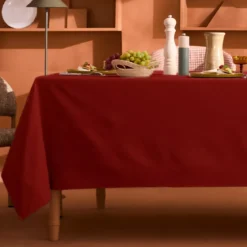 Nappe sur mesure pur coton 155 g/m² motif jacquard rouge Bastide scarlet
