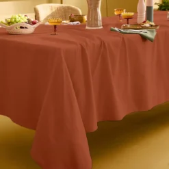 Nappe sur mesure pur coton 155 g/m² motif jacquard orange Bastide sienne
