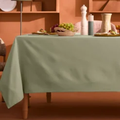 Nappe sur mesure pur coton 155 g/m² motif jacquard vert Bastide verde