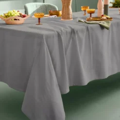 Nappe sur mesure pur coton 155 g/m² motif jacquard gris anthracite Bastide gris