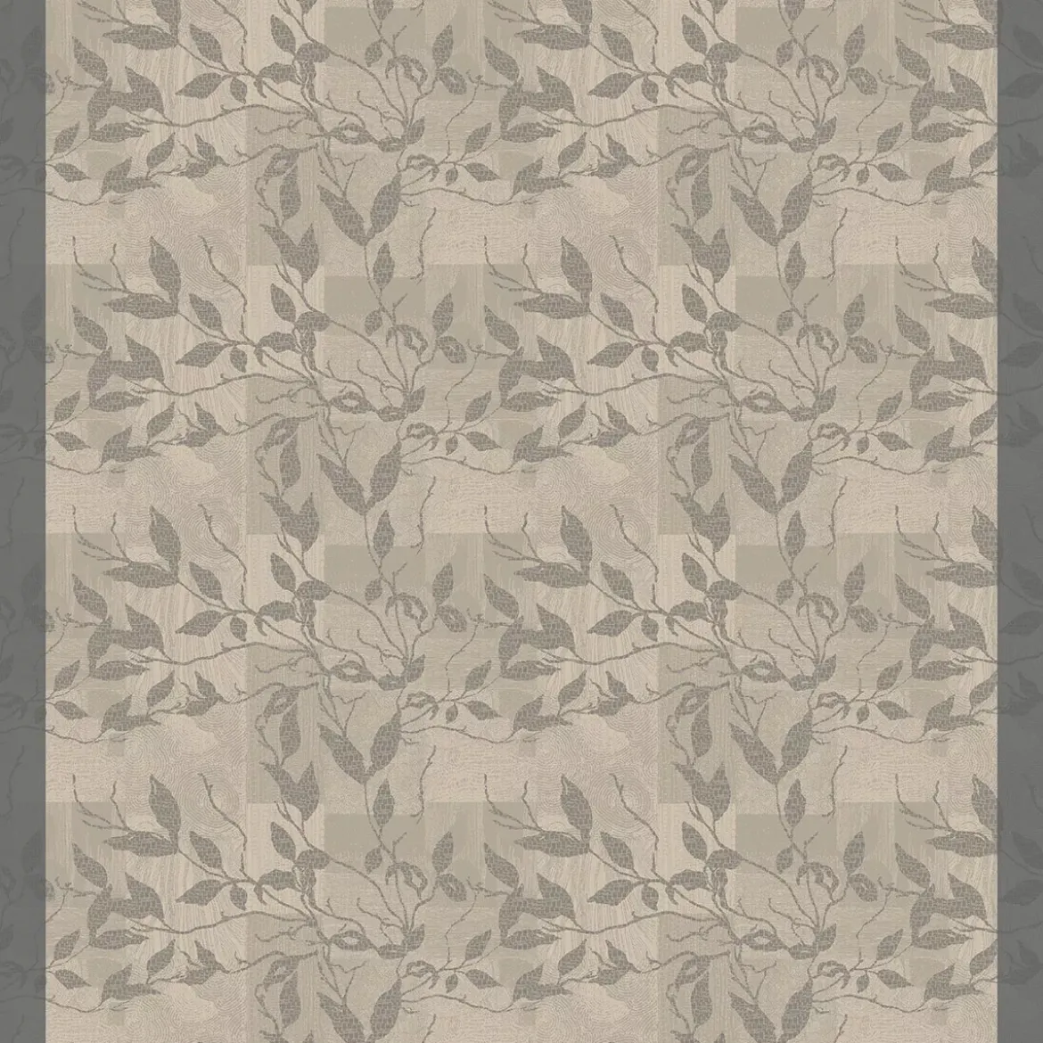 Nappe sur mesure pur coton 220 g/m² motif jacquard gris anthracite Mille prunus silver