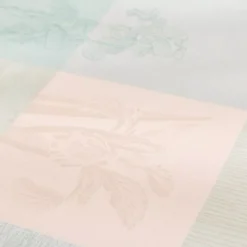 Nappe sur mesure pur coton 220 g/m² motif jacquard bleu beige Mille iris d'eau aqua
