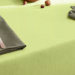 Nappe sur mesure pur coton 155 g/m² motif jacquard vert Bastide absinthe